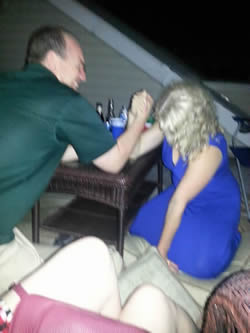 Leslie and Josh Arm Wrestle